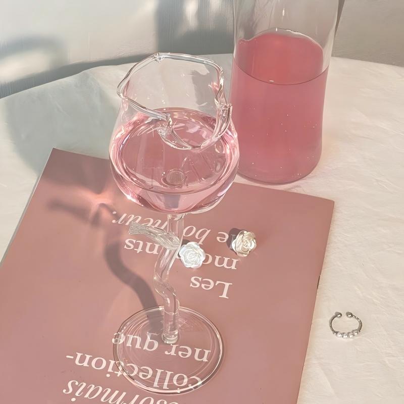 Rose glass goblet