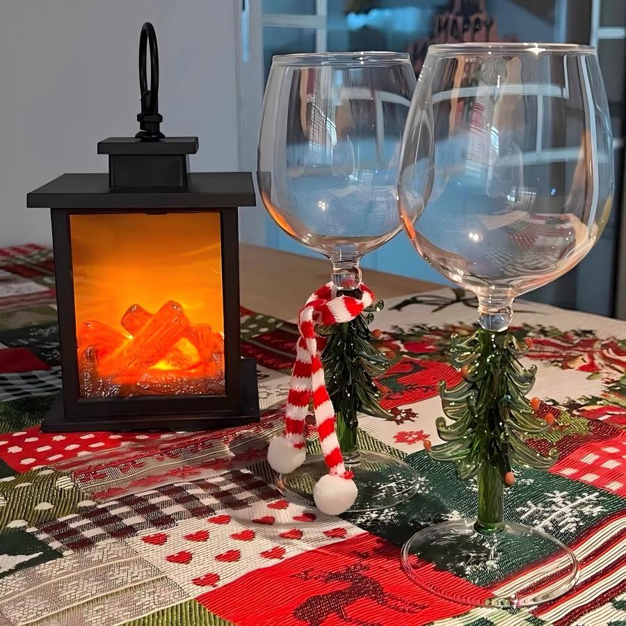 Christmas tree glass goblets