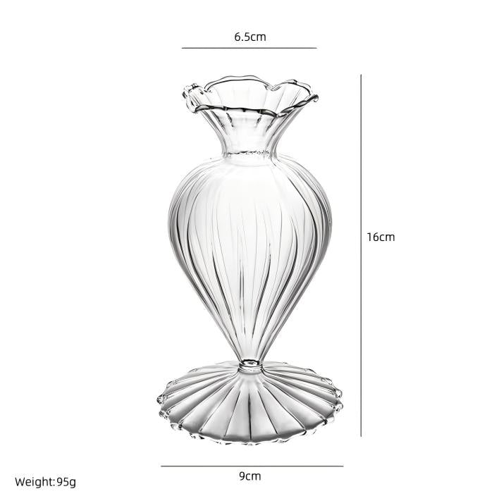 Large striped petal-shaped vase