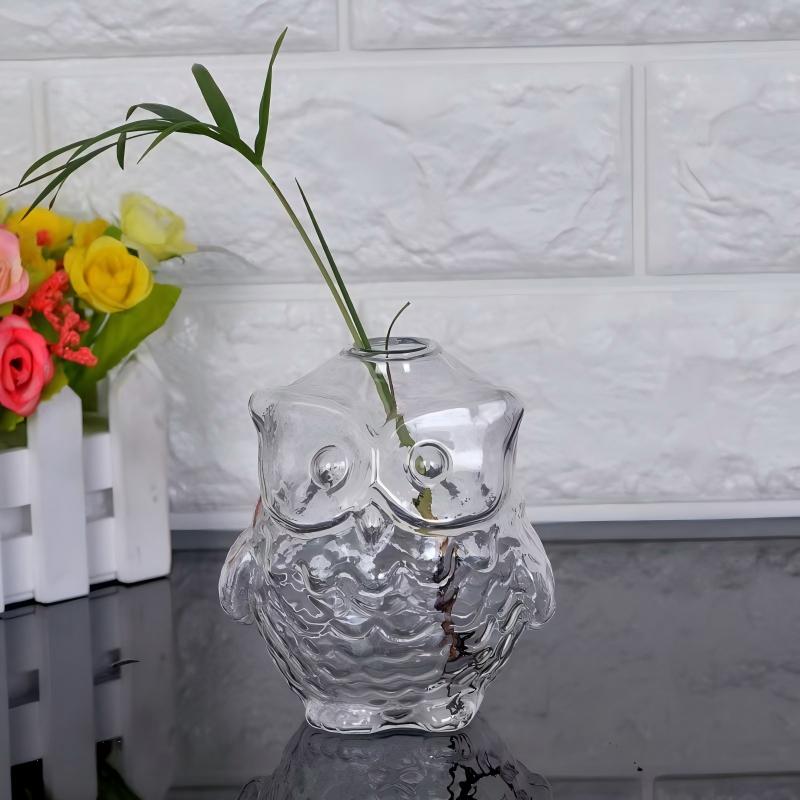 Owl glass vase