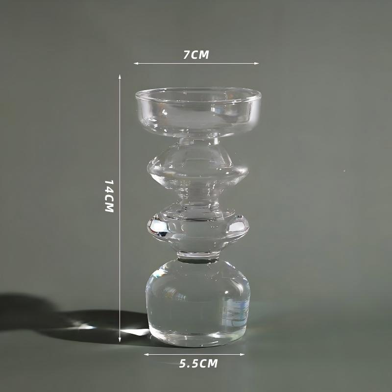 Transparent four-section glass vase candlestick