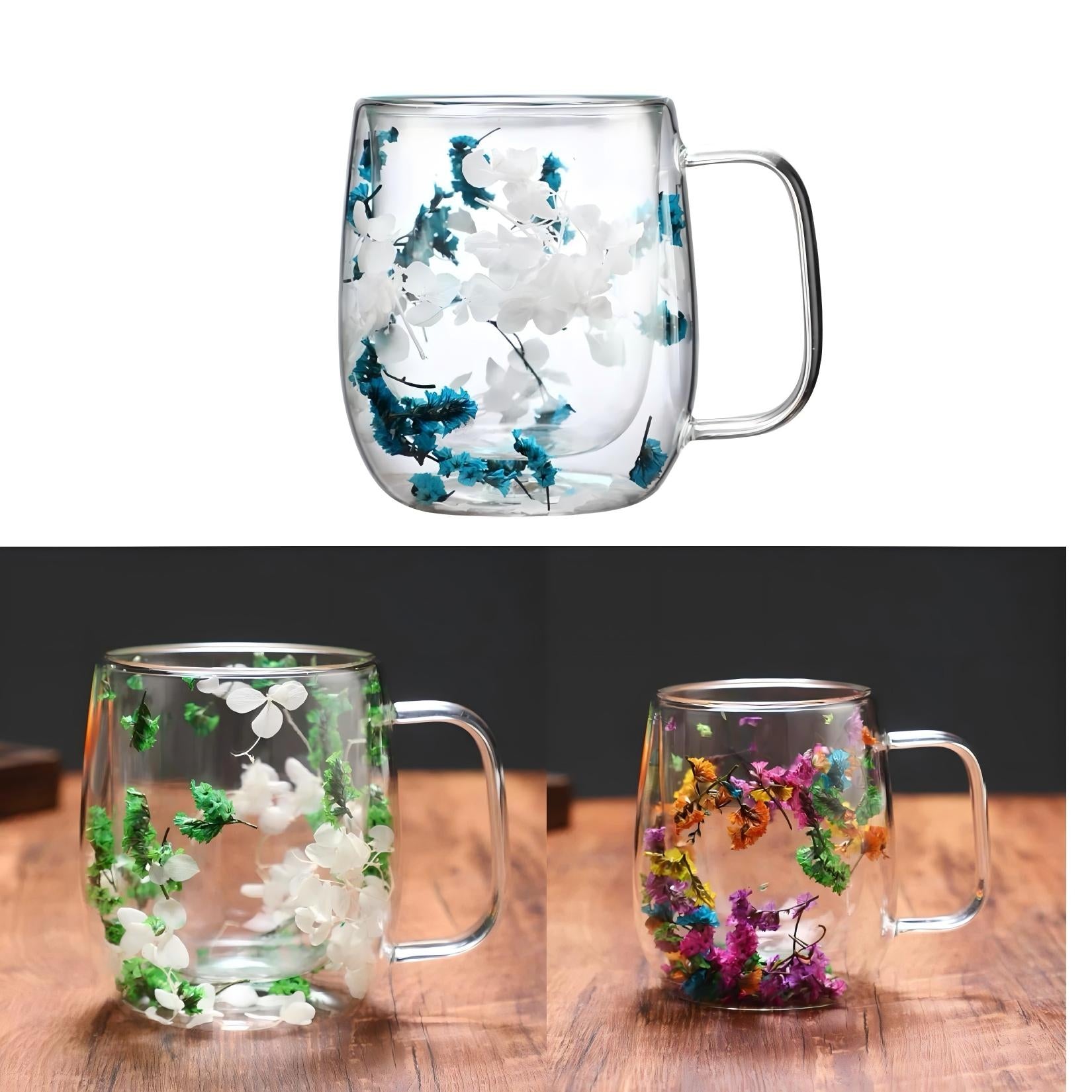 Double-layer glass flower cup